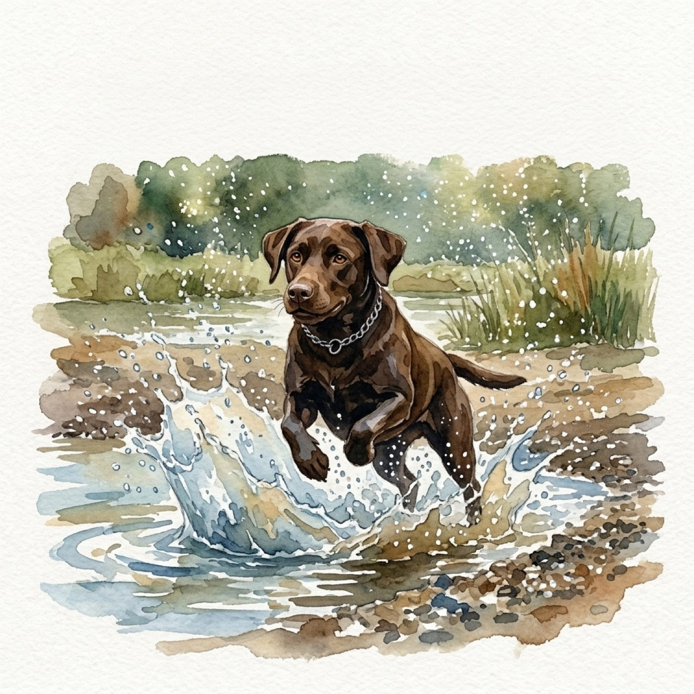 Milly leaping into the water